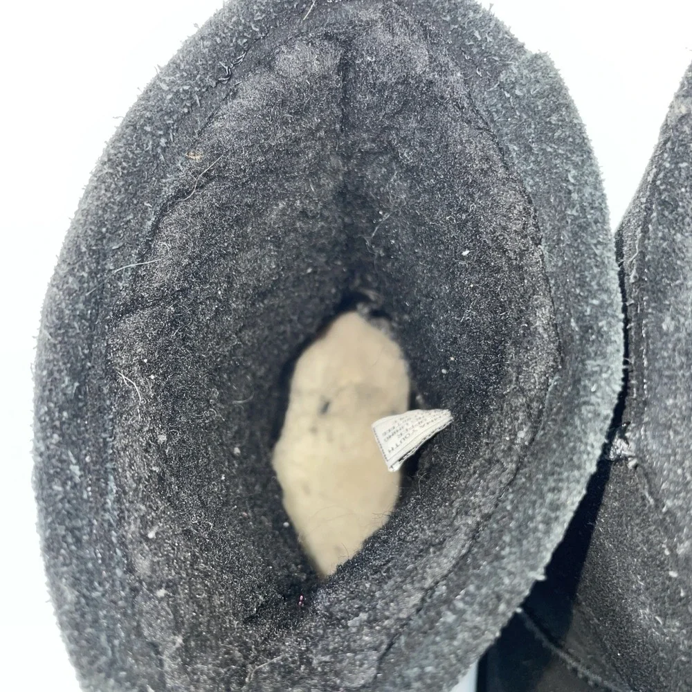 BEARPAW Boots Emma Youth Shearling Winter‎ Snow Boot Black Suede Size 2